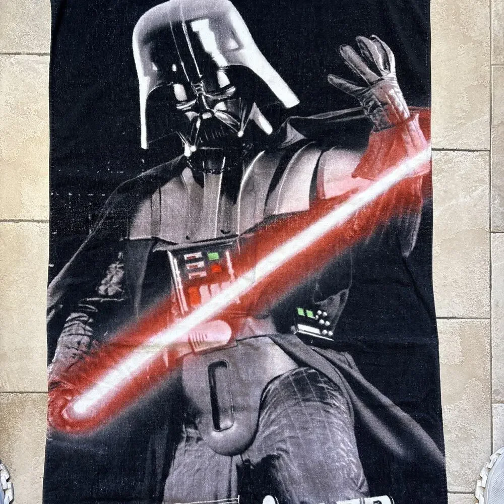 Vintage 1996 Star Wars Darth Vader Beach Towel Lucasfilm Death Star 90s Cotton